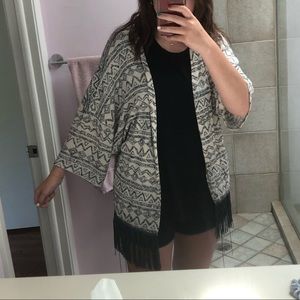 Patterned fringe cardigan